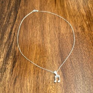 NEW Charming Charlie Musical Note Silver Choker Pendant Necklace NWOT